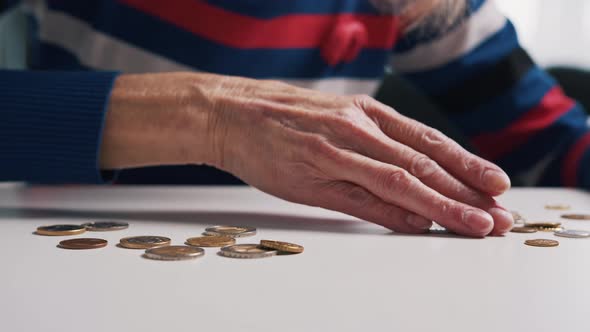 Old Retired Woman Desperately Counting Coins Left