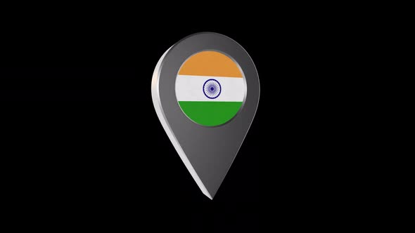 3d Animation Map Navigation Pointer With India Flag With Alpha Channel - 2K