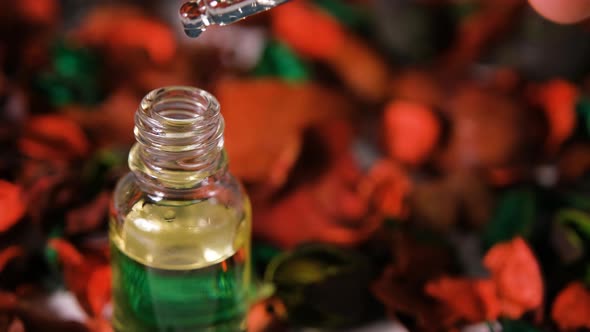 Organic Seed Oil Dripping From Pipette Into Jar