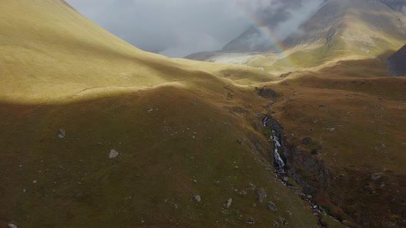 Misty Mountain and Rainbow aerial view