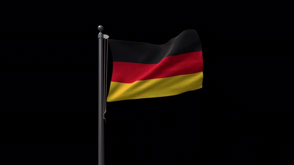 Germany Flag On Flagpole With Alpha Channel 4K