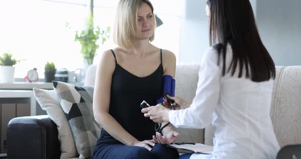 Doctor Blood Pressure Tonometer to Check Pressure of Patient Body at Home