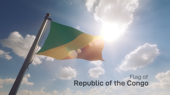 Republic of the Congo Flag on a Flagpole V2
