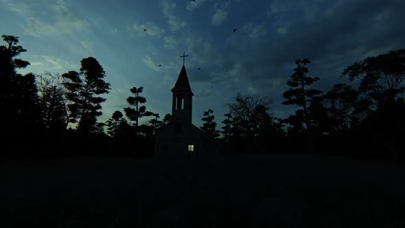 Horror Church Morning Forest