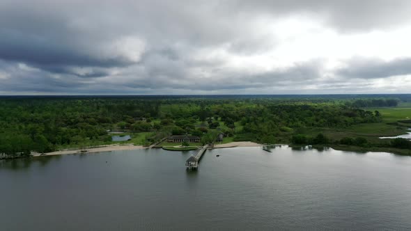 Evergreen Fontainebleau State Park And Serene Beach Pier In Mandeville Within The Basin Of Lake Pont