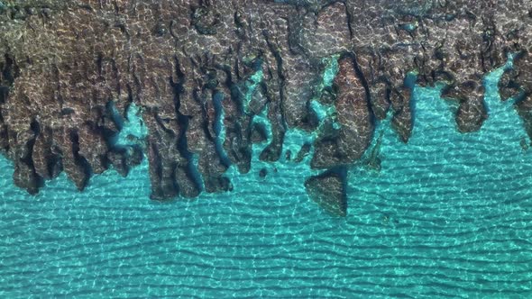 Texture of the sea and wild beach aerial view 4 K