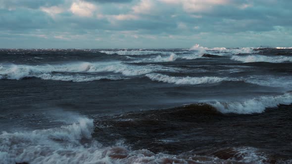 Thunder Storm Waves Crashing on the Beach