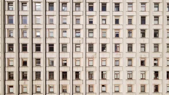 Many Windows of a Building Built in the Style of the Former USSR