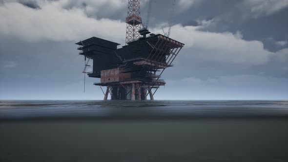 Large Pacific Ocean Offshore Oil Rig Drilling Platform