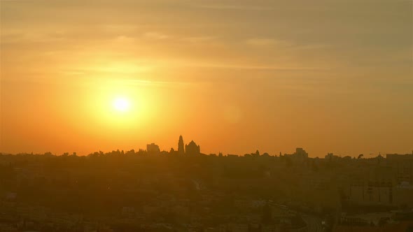 Sunset time-lapse of Jerusalem from the Mount of Olives