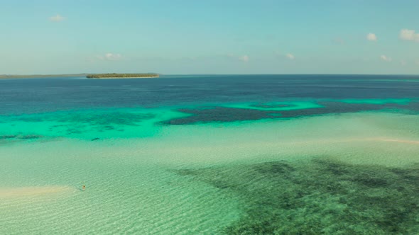 Seascape with Tropical Islands and Coral Reef