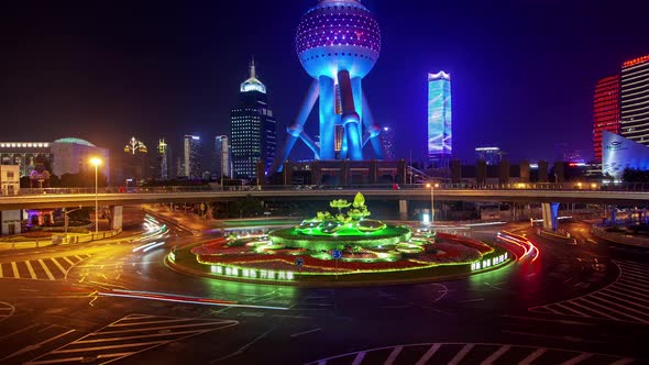 Lujiazui Bridge in Shanghai Pudong Area in China Timelapse