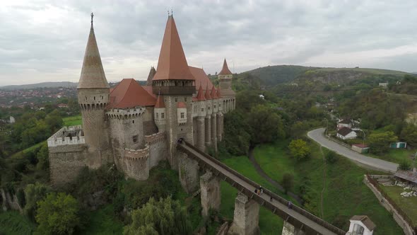 Aerial view of the Corvin Castle