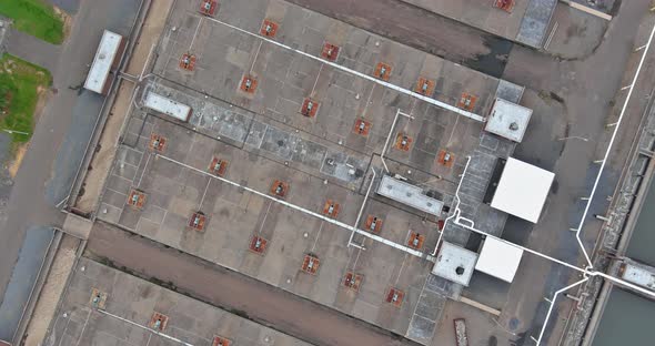 Aerial View of a Wastewater Purification Installation Sewage Treatment Plant