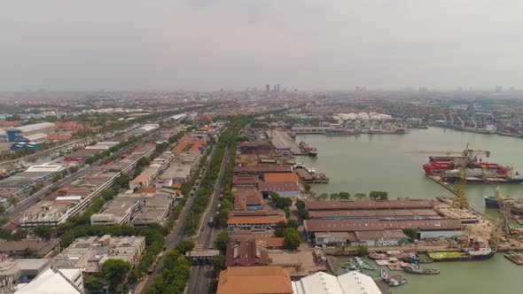 Cargo and Passenger Seaport in Surabaya, Java, Indonesia