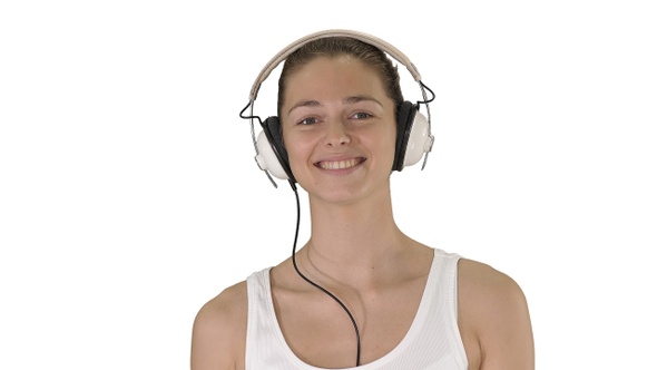 Music people and technology concept, happy smiling woman