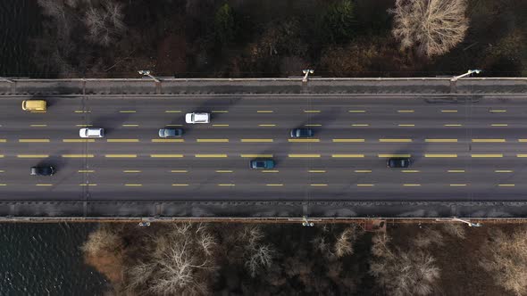 City Traffic on the Bridge, Top View