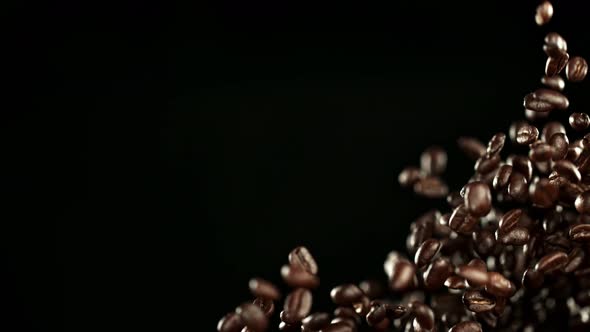 Super Slow Motion Shot of Exploding Premium Coffee Beans at 1000Fps