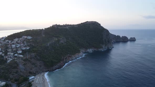 Aerial View Alanya Turkey  Resort Town Seashore