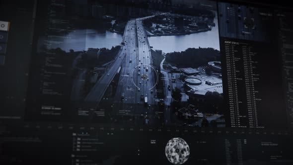 Hi-tech tracking software has detected the stolen vehicle on the city bridge alt