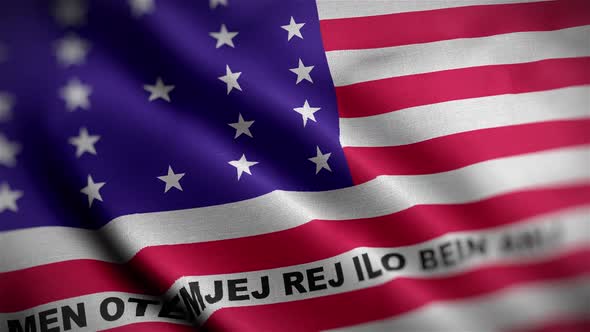 Bikini Atoll Flag Textured Waving Close Up Background HD