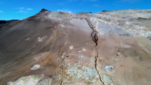 Iceland Multi Colored Rainbow mountain with hot springs steam vents and volcanic activity