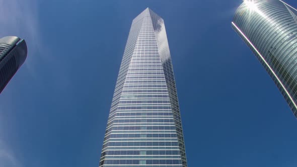 Skyscrapers Timelapse Hyperlapse in the Four Towers Business Area with the Tallest Skyscrapers in