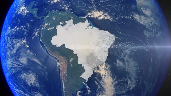 Realistic Earth Zoom Highlight Country Brazil