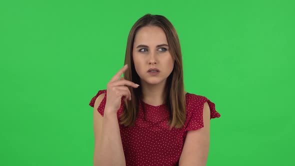 Portrait of Tender Girl Is Thinking About Something, Green Screen