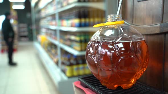 Pouring Beer in a Beer Store. Close-up