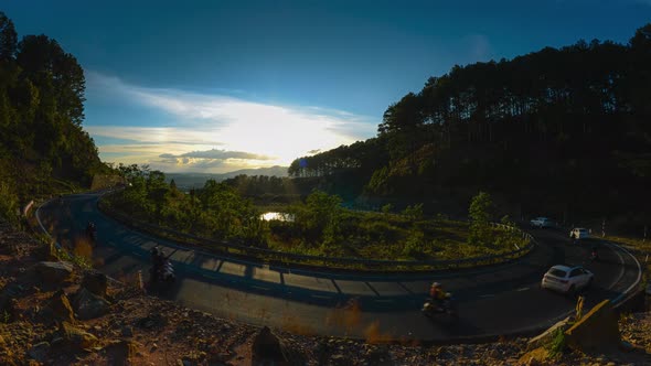 4K Time Lapse Sunset on the road hill, Da Lat, VietNam