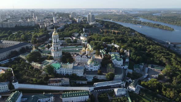 Kyiv Cityscape, Ukraine. Aerial View, Kiev. Slow Motion