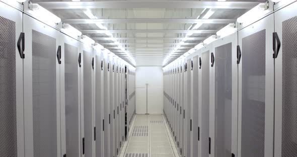 Empty Hallway of Server Towers