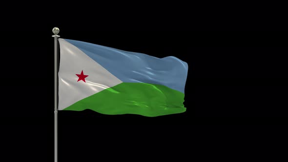 Djibouti Looping Of The Waving Flag Pole With Alpha