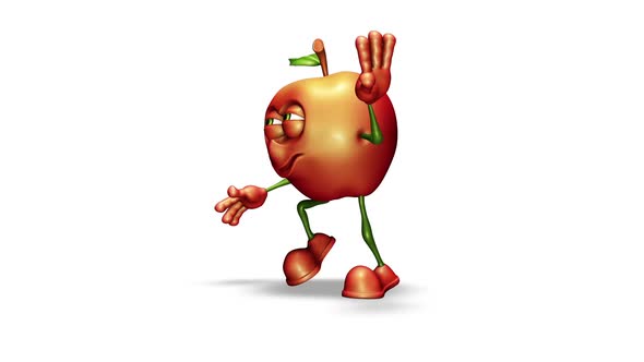 Comic Apple  Looped Dance on White Background