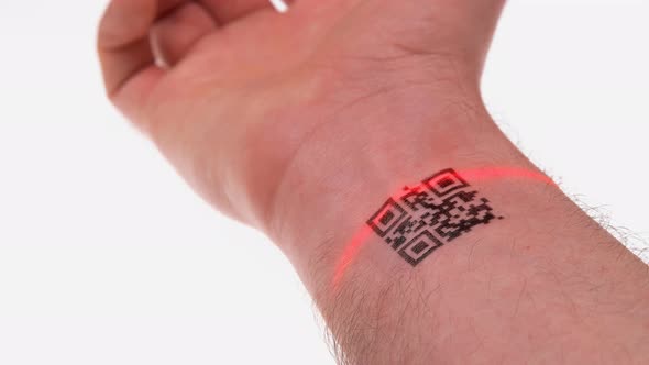 Scanner Scans the Wrist of a Person with a Labeled Human