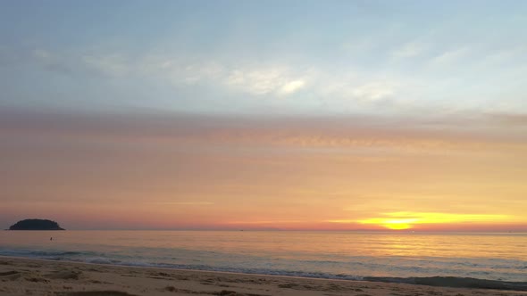 Beautiful Yellow Sunset Above The Ocean.