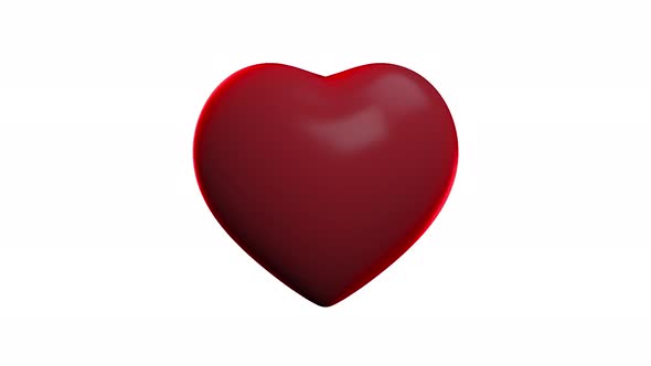 Pulsating or Pounding 3D Animation of the Beating of a Red Heart on a White Isolated Background