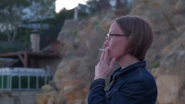 Woman Smoke Outdoor