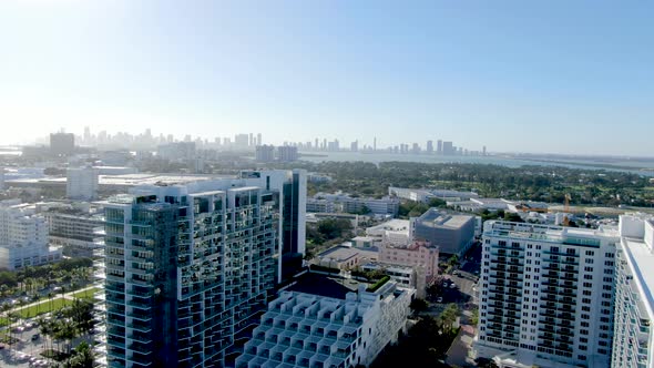 Miami Modern Hotels And Luxury Condominium In Mid-Beach Downtown Skyline. Miami Beach In Florida. ae