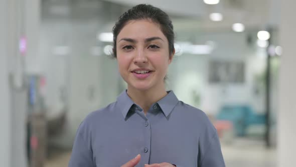 Portrait of Online Video Call By Indian Woman