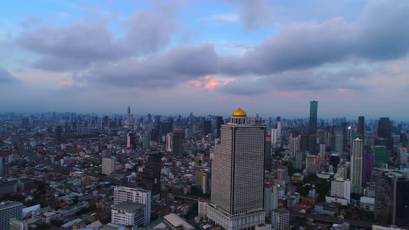 4k Aerial city view of Bangkok dowtnown, Flying over Bangkok, Thailand.