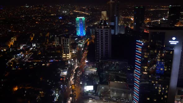 City Night Aerial Downtown Istanbul -1