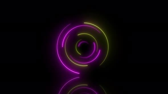 pink and yeloow neon circles abstract futuristic motion background.