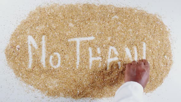 Hand Writes On Beach Sand No Thanks