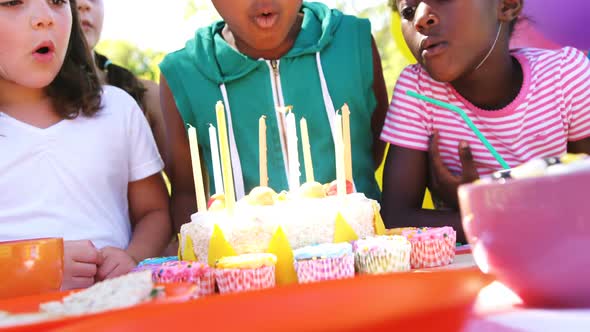 Boy celebrating her birthday with his friends