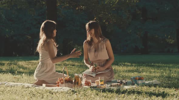 Young girls on a picnic 