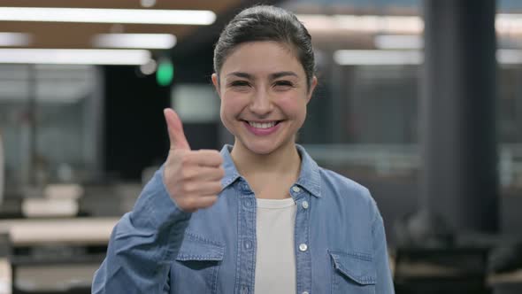 Indian Woman Showing Thumbs Up Sign