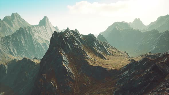 Sunset at Andes Mountains Inside Central Chile