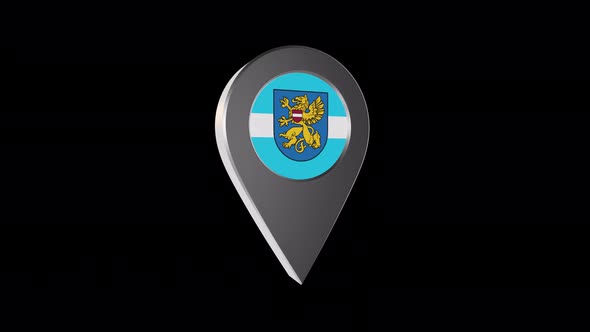 3d Animation Map Navigation Pointer With Flag Of Rezakne (Latvia) With Alpha Channel - 4K